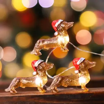 1 комплект 30 огней такса собака украшение гирлянда гирлянда новый год рождественская вечеринка подарок фонарь струнный декор с дистанционным управлением 2D