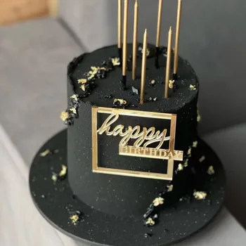  1 шт. Новейший акриловый квадратный полый с годовщиной с днем рождения топпер для торта для юбилея день рождения торт декор
