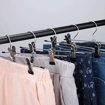 10 шт. металлические вешалки для брюк, нескользящие зажимы вешалки для брюк, джинсов, носков, юбок, вешалки с 2-регулируемыми зажимами