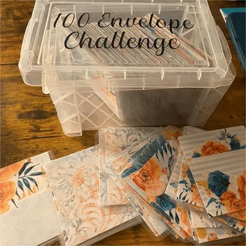 100 Конверт Challenge Box Set Простой и веселый способ сэкономить 10 000, 100 конвертов Money Saving Challenge Box Многоразовый Простой в использовании