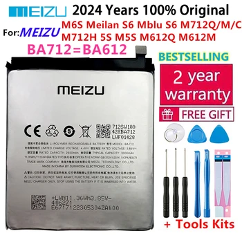 100% оригинальный аккумулятор емкостью 3000 мАч для Meizu M5S 5S BA612 M612 Series / BA712 M6S 6S Meilan S6 M712 Series Аккумуляторы для телефонов Bateria