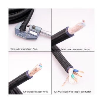 12AWG Hi-End Hi-Fi Audio Универсальный кабель питания переменного тока Шнур питания для цифрового плеера Усилитель мощности США Штекер 1 метр / 3,28 фута