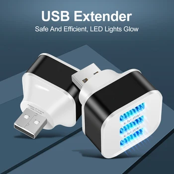 1pac USB Extender Автомобильный USB-расширитель для зарядки 2.0 3-портовый расширительный разветвитель с индикатором Plug And Play 3 в 1 3,1 * 3,1 * 3,5 см 12 г