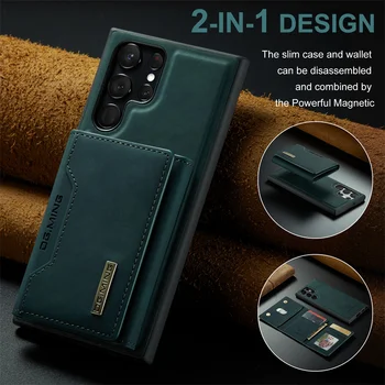 2 в 1 Магнитный съемный кожаный чехол-кошелек для Samsung Galaxy S23 S20 S21 S22 Plus Note 20 Ultra S24 Держатель карты Подставка