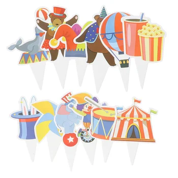 2 комплекта Цирковые кексы Топперы Цирк Карнавал Вечеринка Украшение Цирковой Карнавал Торт Кекс Пики