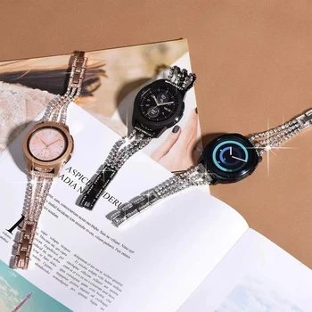20 мм 22 мм металлический алмазный ремешок для Samsung Galaxy Watch 6/5/4/3 Active 2 Huawei Watch 3/GT3 Браслет Браслет Amazfit GTR/GTS