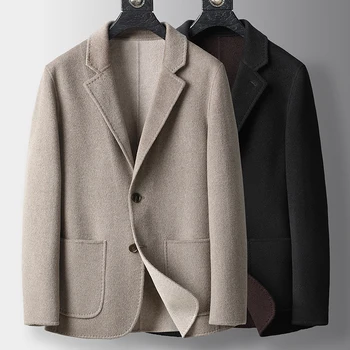 2023 Новая мода Бизнес Джентльмен Красивый Британский Стиль Повседневный Шерстяной Двусторонний Облегающий Корейский Свадебный Пиджак Мужская Куртка Блейзер