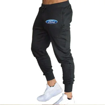 2023 Новые мужские брюки с логотипом автомобиля Ford Весна и осень Дышащие однотонные льняные брюки Фитнес Уличная одежда Топы