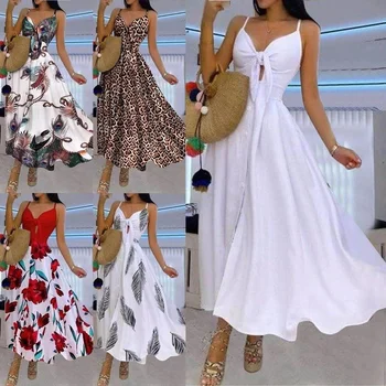 2023 платье оптом длинные платья для женщин цветочная подтяжка лето макси элегантный повседневный бохо праздник белый платье vestidos d