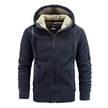 2024 Зимнее пальто Мужские куртки Куртка с длинным рукавом и капюшоном на молнии Пальто Мужская теплая флисовая куртка Верхняя одежда Veste Homme Soft Shell