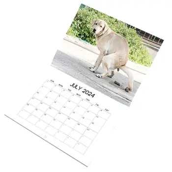 2024 Календарь Стена Собака Какает 2024 Настенный Ежемесячный Календарь Забавный Подвесной Бумажный Календарь Для Дома Хостел Гостиная Отель