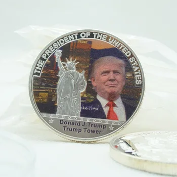 2PCS Президент Америки Дональд Трамп Серебряная позолоченная коллекционная монета президента