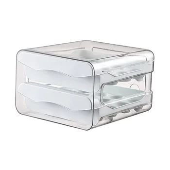 32 сетчатый держатель для яиц, бытовая коробка для хранения яиц для холодильника, прозрачный 2-слойный контейнер для хранения курицы (белый)