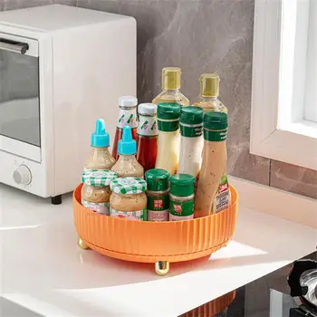 360 Вращающийся лоток Кухонные контейнеры для хранения для банки специй Поднос для закусок Коробка для хранения в ванной комнате Нескользящий органайзер для косметики
