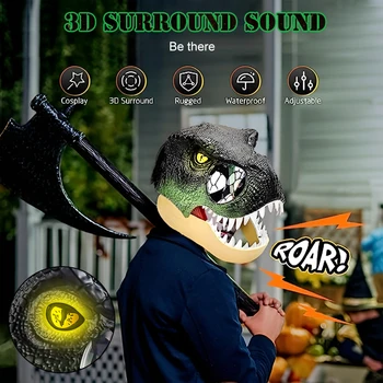 3D Маска Динозавра Светящиеся Глаза Ужас Динозавр Головной убор 2 Типа Звуковых Эффектов Открытый Рот Латекс Испуганная Маска Хэллоуин Косплей