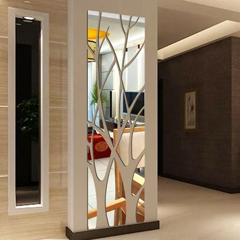 3D акриловое дерево зеркальная наклейка на стену съемная DIY художественная наклейка домашний декор фреска 100X28 см