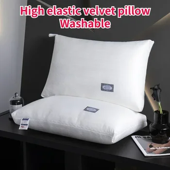 48 * 74 см Star Hotel Feather Velvet Pillow Core Моющаяся поддержка шеи Помощь в сне Спальня Спальня Вязаная хлопковая подушка с перьями
