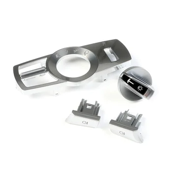 4Pcs/Set Переключатель фар Кнопка вращения Панель управления лампой фар для BMW 5 6 7 Series X3 X4 Silver