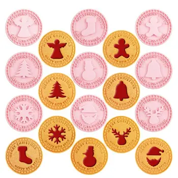 9Pcs 3D Рождественские формочки для печенья Розовый Санта-Клаус Снеговик Колокольчик Лось Шаблон Печенье Штамп Пластиковый Бисквит Пресс-формы DIY