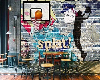 Beibehang 3D обои Баскетбол Никогда не гаснет Граффити Стена Тень Фреска Фон Стены Гостиная Спальня обои