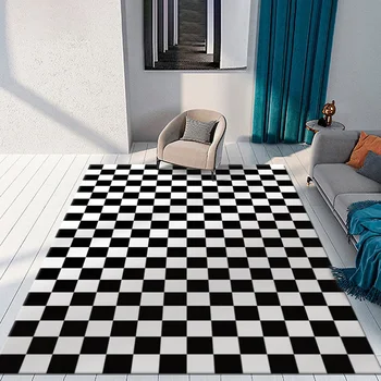 Color Клетчатый ковер в шахматном порядке Марокканский коврик для гостиной и спальни Противоскользящие коврики для входных дверей Бытовые прикроватные коврики Коврик для эркера