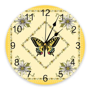 Daisy Flower Butterfly Настенные часы Бесшумные цифровые часы для дома Спальня Украшение кухни Подвесные часы