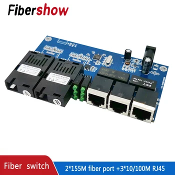 Ethernet Оптоволоконный коммутатор 3 RJ45 2 SC Оптический медиаконвертер 2F3E Одномодовый оптоволоконный порт 10/100M