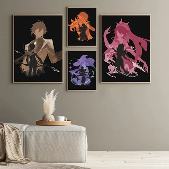 Genshin Impact Game Аниме Холст Живопись Абстрактные фигуры Плакаты и принты Современные настенные картины для гостиной Домашний декор