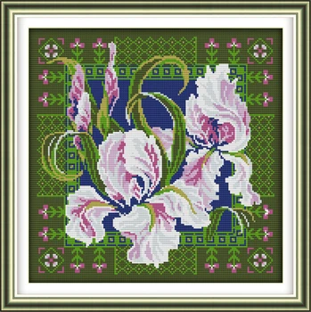 Joy Sunday Набор для вышивки крестом с предварительной печатью, набор для вышивки из штампованной ткани Aida - Орхидеи(8)