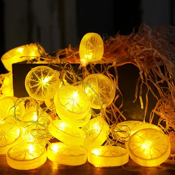 LED Лимонная гирлянда Апельсиновые ломтики Струнный свет Двор Свадьба Дом Вечеринка Украшение спальни Батарея Лампы Праздничное освещение
