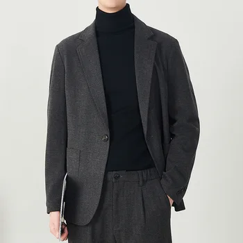 MRMT 2023 Совершенно новая мужская корейская версия модной повседневной деловой деловой одежды Теплая высококачественная шерстяная цельная куртка