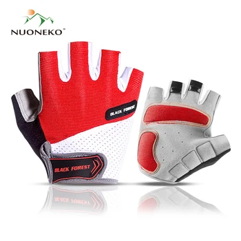 NUONEKO-Велосипедные перчатки с половиной пальца, Велосипедные аксессуары, Дышащие, Нескользящие, Спортивные, Фитнес, Тяжелая атлетика, Лето, GLO02
