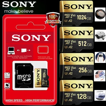 SONY Micro SD Card Class10 SD Карта памяти SD 128 ГБ 256 ГБ 32 ГБ 64 ГБ 1T MicroSD U3 A2 TF Card Memoria Flash Memory C10 для ПК Xiaomi