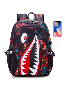 Shark Рюкзак для мальчиков для детей Камуфляжная сумка для книг для средней школы Рюкзак для путешествий