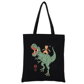 T-rex Catana Графические сумки для покупок Забавная сумка-тоут Женские сумки Модные повседневные сумки Totebag Shopper Эко сумка Холщ Ткань