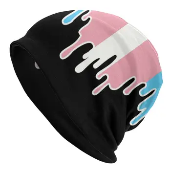 Trans Pride Flag Drip Bonnet Femme Hip Hop Вязаная шапка для мужчин и женщин Теплая зимняя трансгендерная ЛГБТ-шапочка Шапки