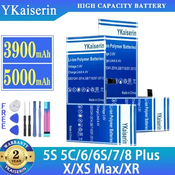 Аккумулятор YKaiserin для iPhone 6 6S 7 8 Plus 6Plus 7Plus 8Plus 6SPlus X XS Max XSMax XR 5S 5C Аккумулятор высокой емкости Бесплатные инструменты
