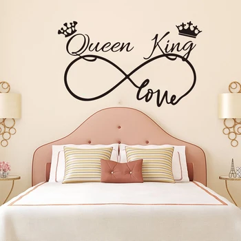Большой бесконечный Любовь Пара Король и Королева Свадьба Стена Наклейка Спальня Гостиная Добрая Королева Любовь Пара Наклейка на стену Виниловый декор