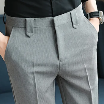 Высококачественные брюки с высокой талией Брюки Брюки Для Мужчины ОфисныеБрюки Деловые Повседневные Брюки Британский Социальный Клуб Наряды Pantalones Hombre