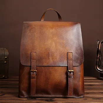 Высококачественный мужской рюкзак из натуральной кожи, винтажный школьный рюкзак, первый слой из воловьей кожи, повседневный рюкзак, мужской дорожный рюкзак, новый