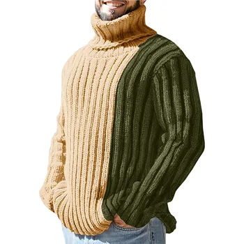 Вязаные свитера оверсайз Теплый свитер Утолщенный пуловер Толстый мужской свитер Колор-блок Sueteres Hombre Повседневная одежда Наряды