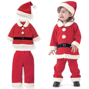 Детская одежда Новый год Рождество Детская одежда Санта-Клаус Набор из трех предметов для мужчин и женщин Одежда для выступлений