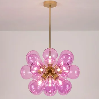 Дизайнер Cintola Макси Подвесной светильник Постмодернистский пузырьковый подвесной светильник Кухня Роскошный лофт Железный художественный декор LED Розовая стеклянная люстра