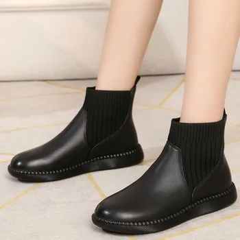 Женская обувь в продаже 2023 Новые женские сапоги с рукавом Зимние сапоги с круглым носком Solid Short Barrel Low Heel Sock Boots Zapatillas De Mujer