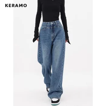 Женские мешковатые джинсовые брюки в стиле ретро Harajuku с высокой талией Винтажные свободные джинсы 2023 Зимние модные брюки с широкими штанинами