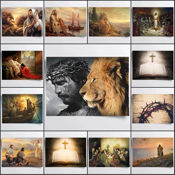 Знаменитый классический христианский Бог Картина на холсте Иисус Пасет овец Плакаты и принты Настенная картина для декора гостиной
