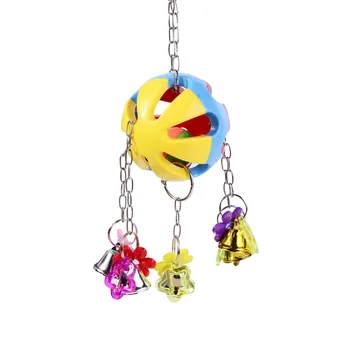 Игрушки для попугаев Цветочные жевательные игрушки Жевательная игрушка для домашних животных Игрушка для попугаев Игрушечная клетка Красочная игрушка с колокольчиком Аксессуары для клетки для птиц
