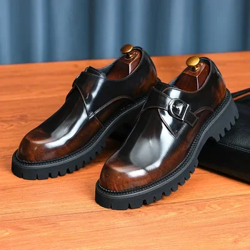 Итальянская лакированная мужская классическая обувь Роскошный бренд Модная платформа ручной работы Элегантная натуральная кожа Свадебные оксфорды Обувь Мужчина