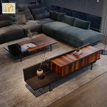 Итальянский светлый роскошный чайный столик из массива дерева, гостиная, домашний современный и минималистский художественный чайный стол, комбинация тумб под телевизор