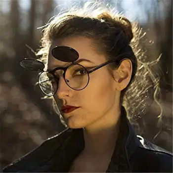 Круглые откидные солнцезащитные очки Винтажные круглые UV400 Защита 90-х годов Ретро Очки для костюма для женщин и мужчин